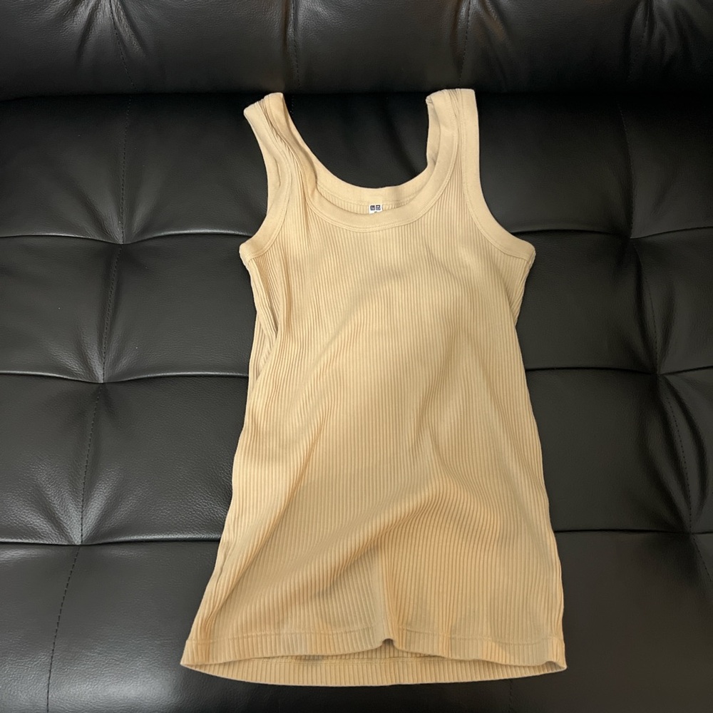 Uniqlo Tan Ribbed Tank Top